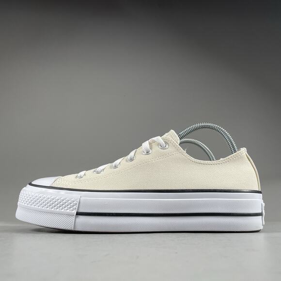 Converse Chuck Taylor All Star Lift Ox Womens 8.5 Natural Ivory Platform Sneaker - Picture 1 of 9
